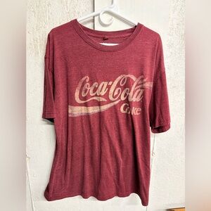 Coca Cola Graphic T Shirt XL Red Distressed Logo Tee Newport Blue Vintage Style